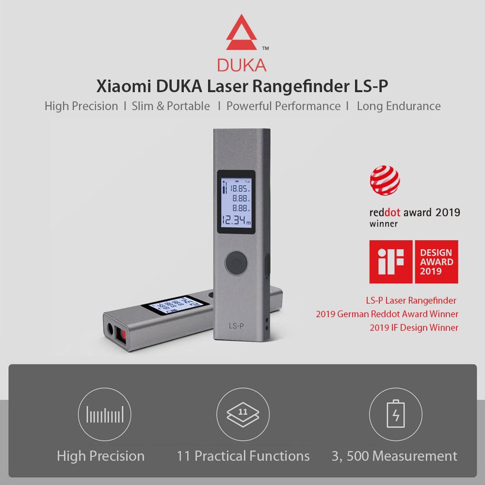 DUKA LS-P Máy Đo Khoảng Cách Laser Mới Máy Dò Phạm Vi Sạc Nhanh USB Độ Chính Xác Cao Cầm Tay, 40M