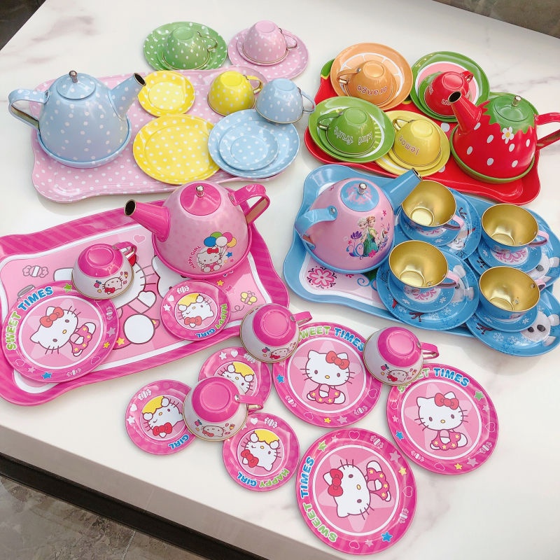 Bộ Đồ Chơi Ấm Trà / Bánh Tart / Ấm Trà Bằng Thiếc Độc Đáo Thú Vị Cho Bé Mẫu Giáo