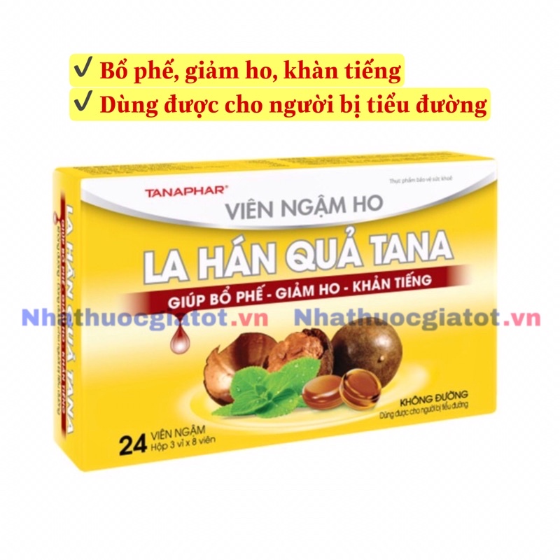 [24 VIÊN KHÔNG ĐƯỜNG] Viên Ngậm Ho La Hán Quả Tana Giúp Giảm Ho, Rát Họng Hiệu Quả