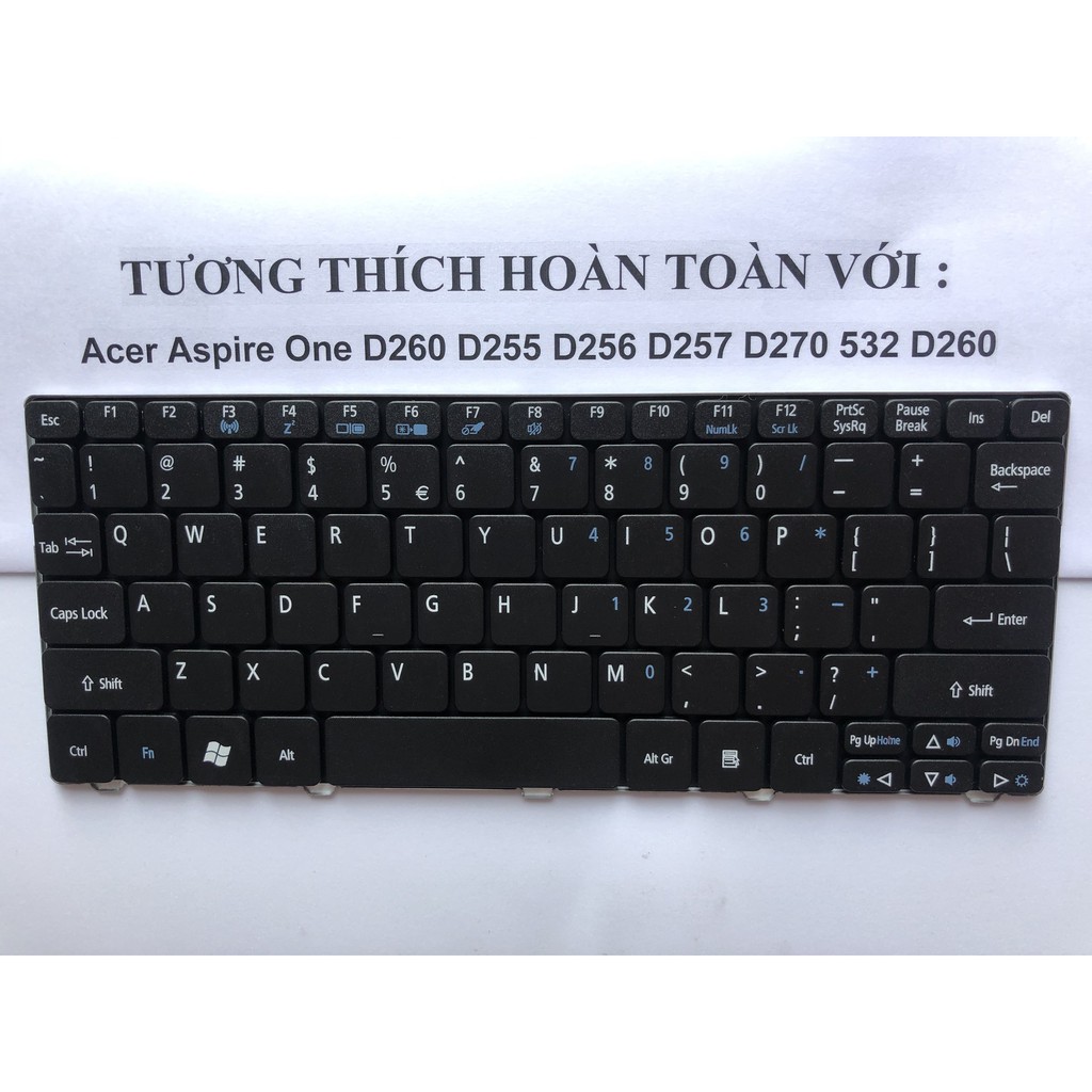 Bàn Phím Cho Acer Aspire One D255 D257 Đen- Bảo Hành 12 Tháng Toàn Quốc Hàng Mới