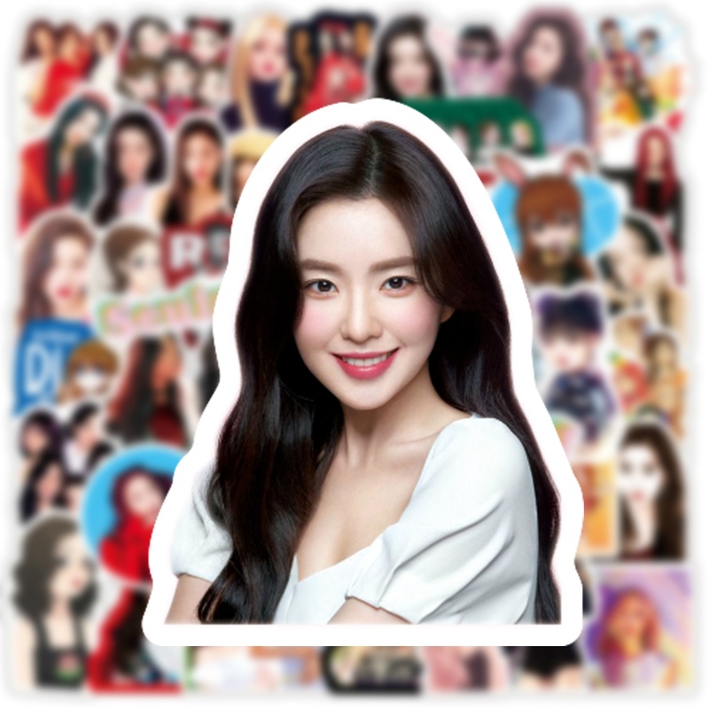 Bộ 50 Miếng Dán Trang Trí Laptop / Vali / Vali Hình Nhóm Nhạc Kpop Bằng Nhung Màu Đỏ