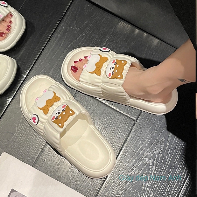 Dép nữ bánh mỳ đế đúc quai ngang hình mèo dễ thương