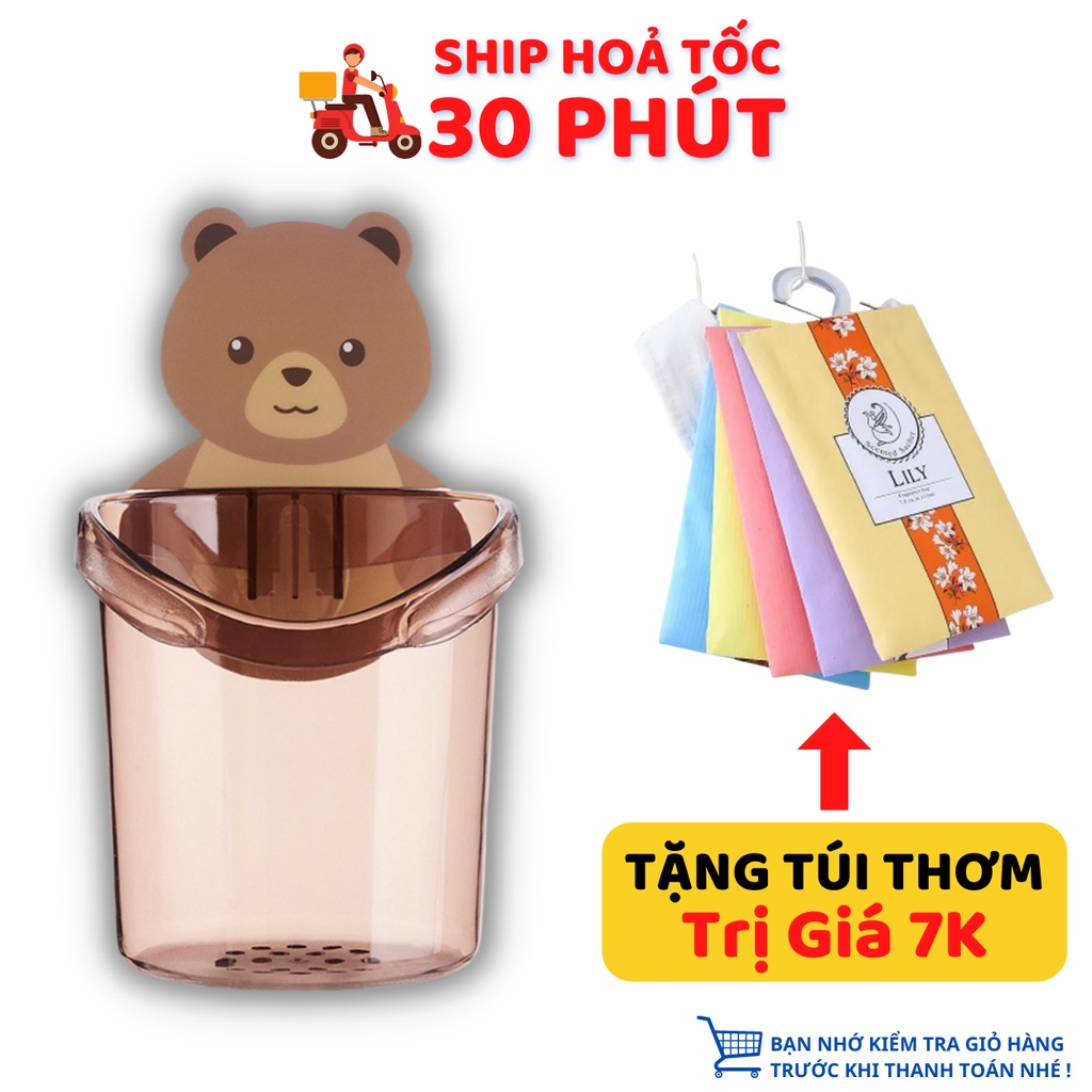 ⚡FREE SHIP⚡ Cốc Ly Gấu Đựng Bàn Chải Kem Đánh Răng Dán Tường Siêu Chắc Chắn Nhựa Cứng ABS Và Lớp Keo Chống Thấm Nước