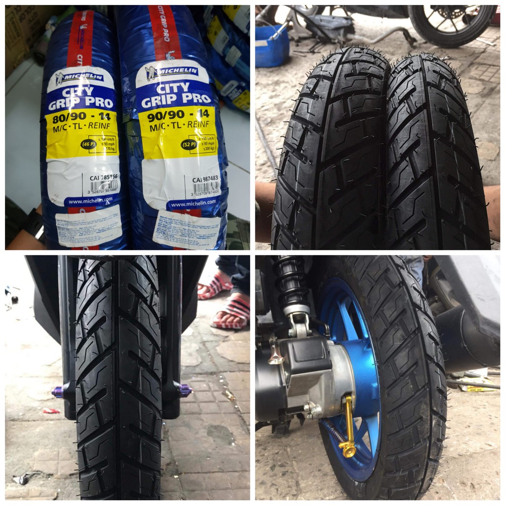 Vỏ lốp xe Michelin City Grip Pro (vỏ ko ruột) và City Pro (vỏ dùng ruột) tất cả các size cho tay ga và xe số, giá 1 cái