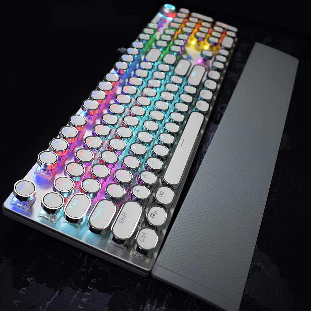 Bàn Phím Cơ Keyboard AULA F2088PK LED White USB Nút tròn Blue Switch