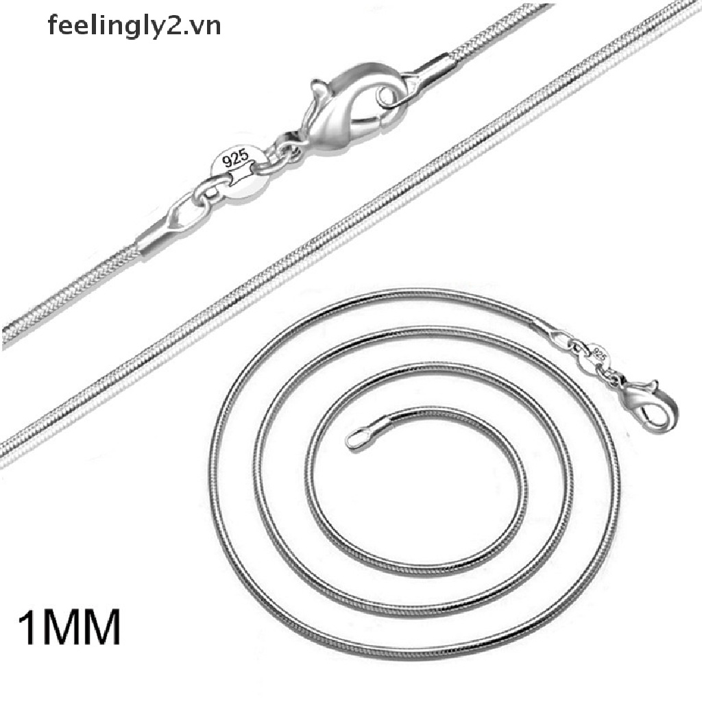 Chuỗi dạng rắn 925 1mm 16 &quot;18&quot; 20 &quot;22&quot; 24 &quot;