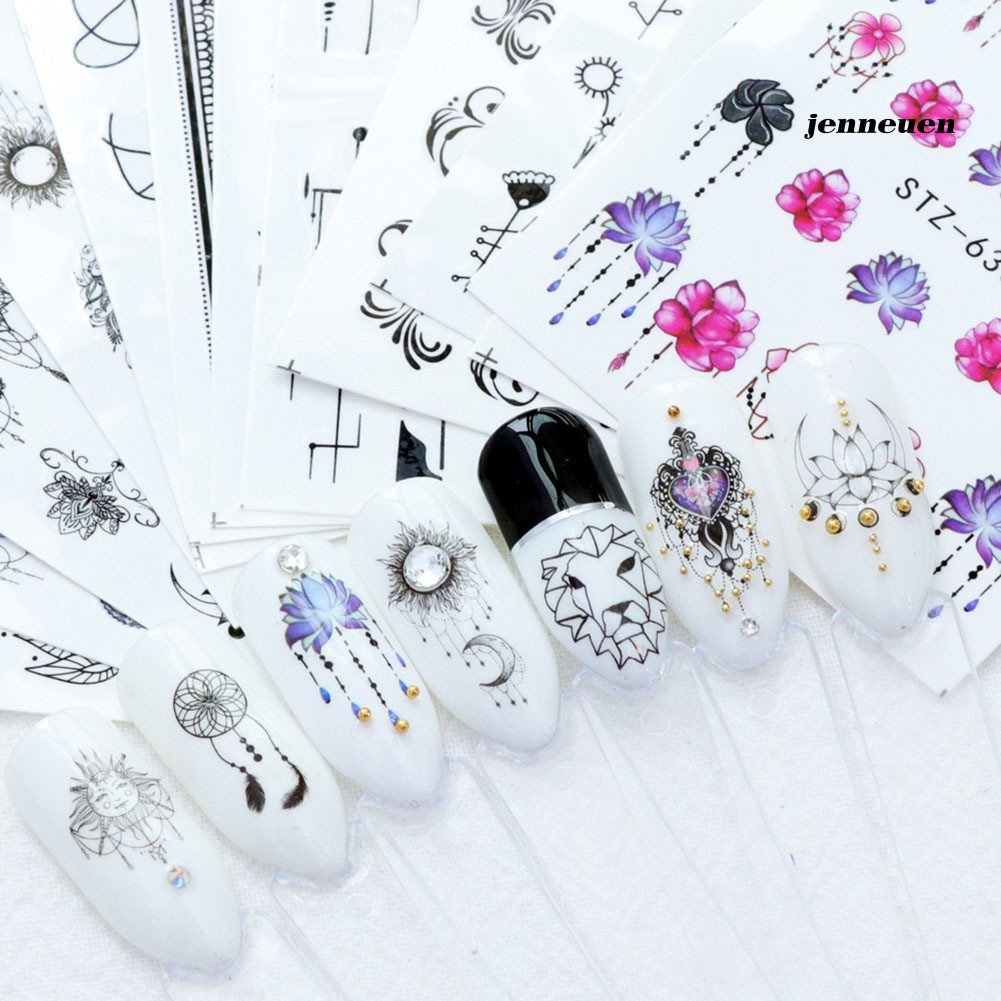 [Hàng mới về] Set 40 Miếng Dán Trang Trí Móng Tay Hình Hoa Và Bướm