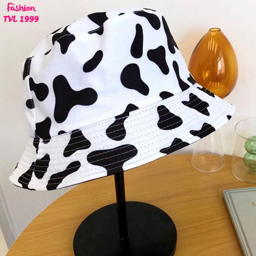 Mũ bucket tai bèo nữ TVL1999, họa tiết mũ loang bò sữa phong cách Hàn Quốc đáng yêu cho bạn nữ đi chơi, dã ngoại...
