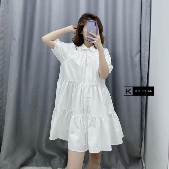 Đầm Váy Trắng sơ mi Babydoll ulzzang công chúa đi biển dài xếp ly suông đẹp nữ dài qua gối thiết kế đuôi cá Kozoda D8 !