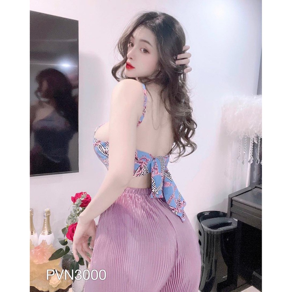 Set quần dập li áo cột