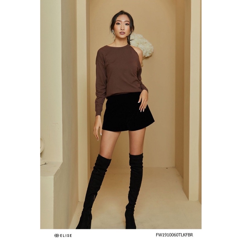Áo len elise size s newtag nâu lệch vai