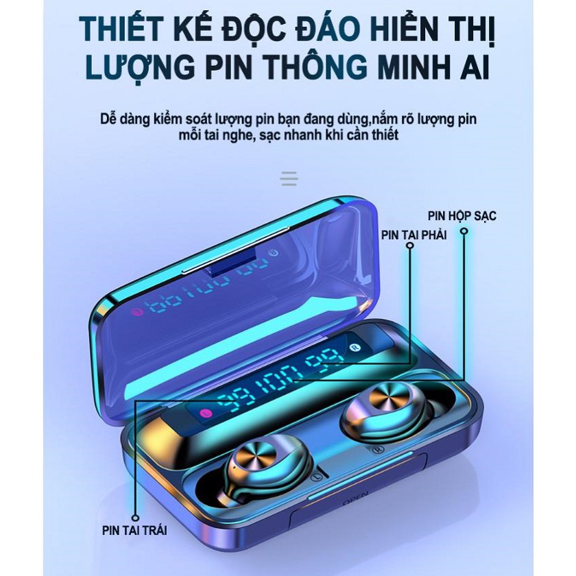 Tai Nghe Bluetooth AMOI F9-10 PRO TWS , Nút Cảm Ứng, Pin Trâu, Hiển thị % pin, Dung Lượng 3500Mah | BigBuy360 - bigbuy360.vn