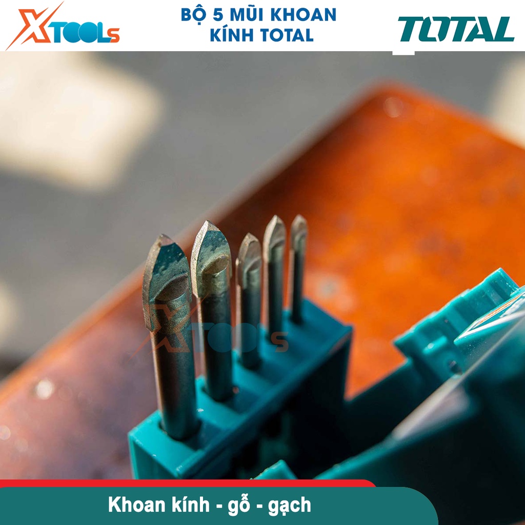 Bộ 5 mũi khoan kính đuôi trơn Total size 4-10mm mũi khoan đa năng khoan kính, gỗ, gạch men, kim loại[CHÍNH HÃNG][XTOOLS]