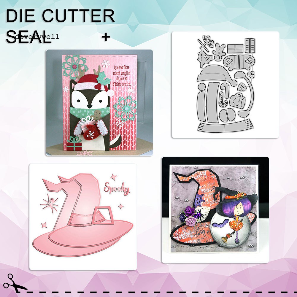 Khuôn Cắt Giấy Làm Từ Kim Loại Hình Nón Giáng Sinh Trang Trí Scrapbook