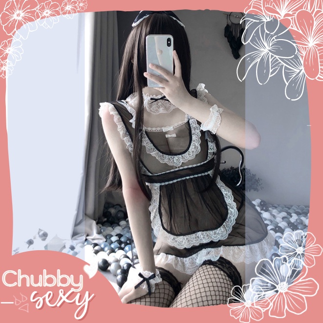 Cosplay Hầu Gái Váy Ren Xuyên Thấu Gợi Cảm Đồ Ngủ Cô Giúp Việc Anime Vải Voan Sexy Đồ Lót Gợi Cảm - CPL52 - Chubby.Sexy