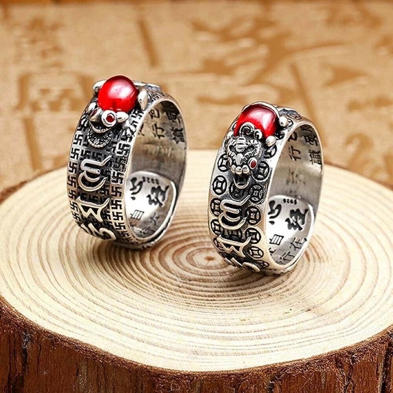 Nhẫn đeo ngón tay kiểu hở hình tỳ hưu may mắn theo phong thủy Trung Hoa dễ điều chỉnh cho nữ