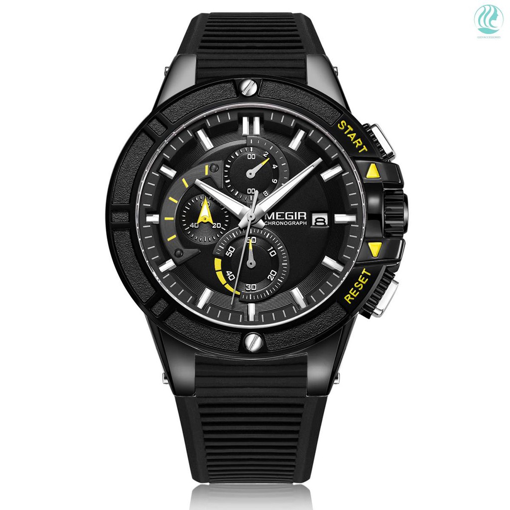 🌱megir 2095 Business Quartz Sports Men Watch 3ATM Waterproof Big Dial Large Face Luminous Wrist Watch Microsecond