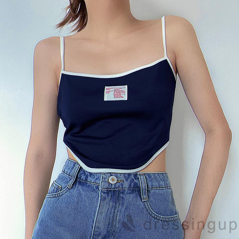 Áo Lửng Hai Dây Hở Lưng In Chữ Thời Trang Cho Nữ