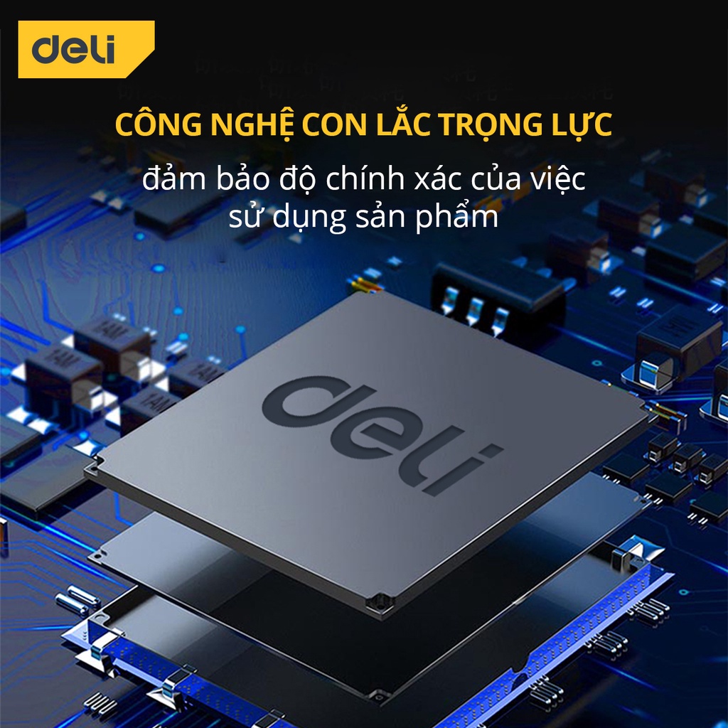 Máy Cân Bằng Laser 5 Tia Màu Xanh DELI - Chế Độ Pin Kép, Chống Nước, Chống Bụi - Đầy Đủ Phụ Kiện - Mã SP DL4163