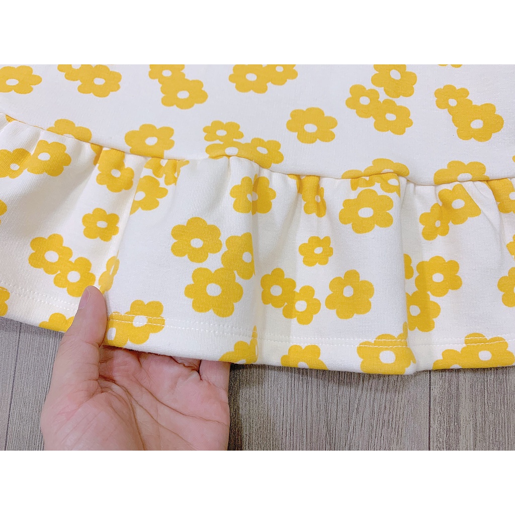 Áo váy Agabang lót lông hoa vàng bèo gấu dễ thương Nga Fish A7LH8