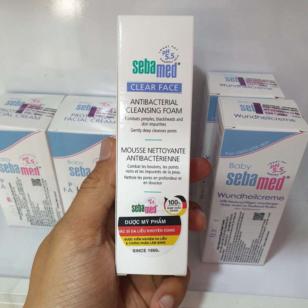 Sữa rửa mặt tạo bọt kháng khuẩn giảm mụn Sebamed pH5.5 Clear Face AntiBacterial Cleansing Foam 150ml | BigBuy360 - bigbuy360.vn