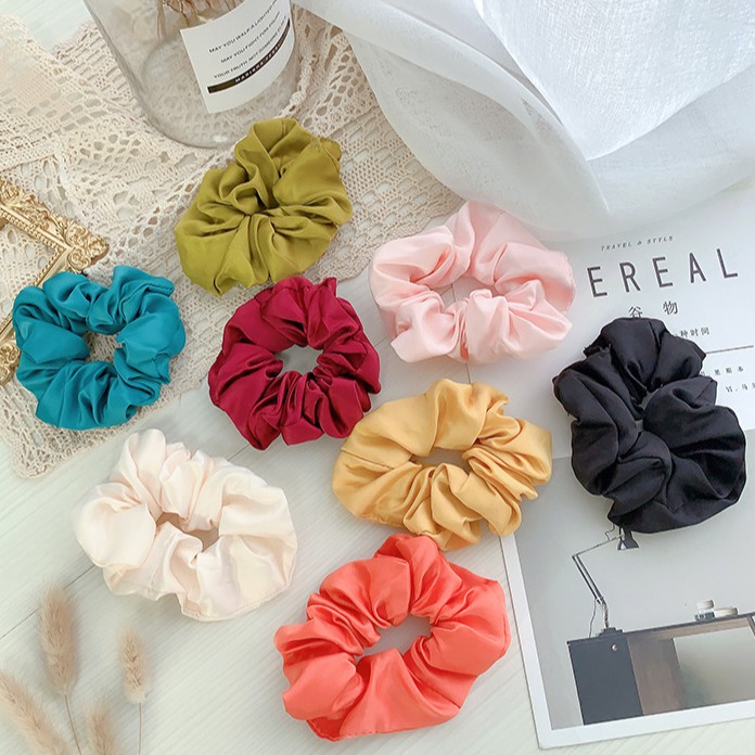 Dây Buộc Tóc Satin Scrunchie Phi Bóng Cổ Điển ( Được Chọn Màu )