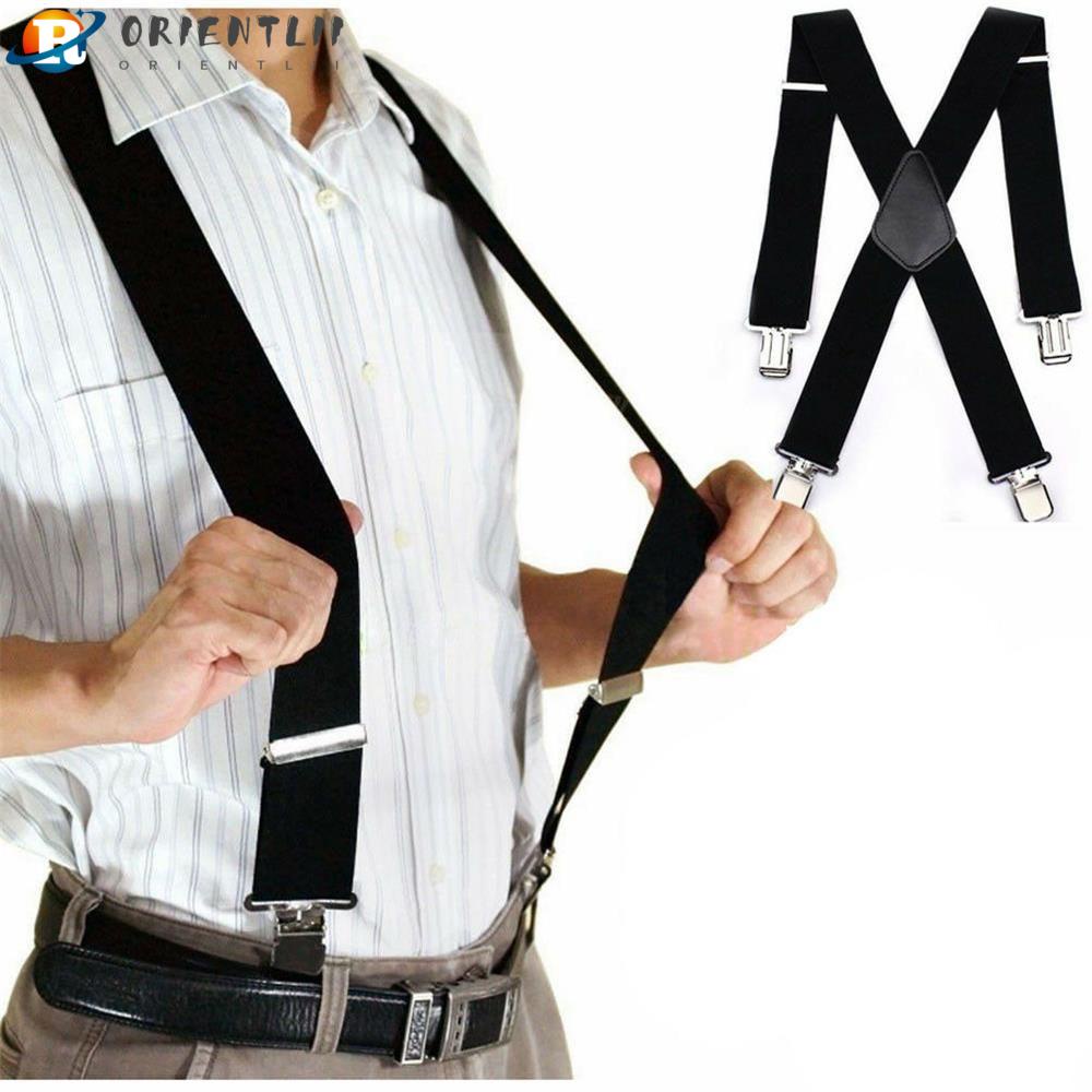 Dây Đai Quần Chữ X Co Giãn Màu Đen Trơn Điều Chỉnh Được 50mm Cho Nam