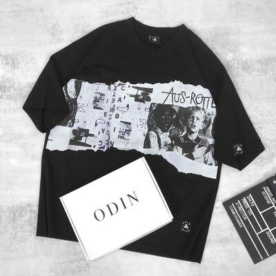 Áo thun oversize Black Newspaper , áo phông cotton nam nữ unisex, ODIN CLOTHING | BigBuy360 - bigbuy360.vn