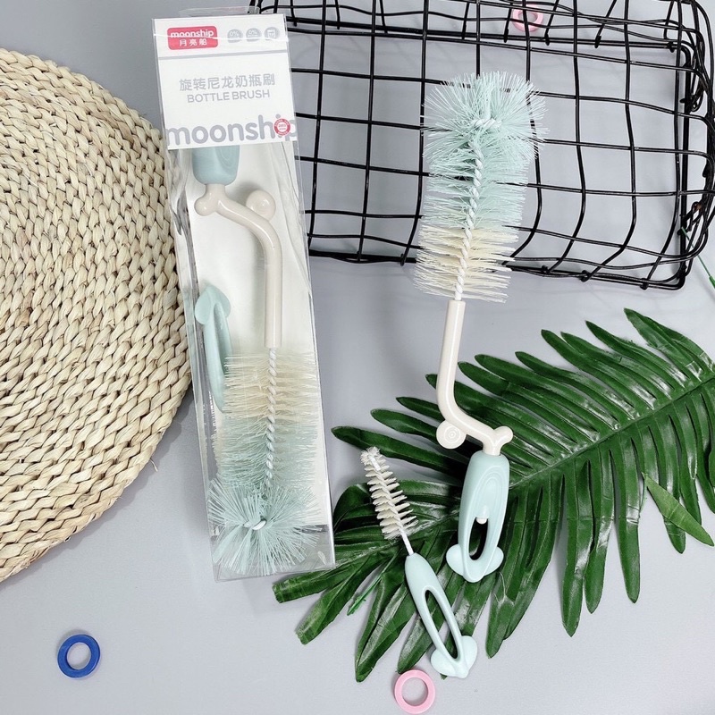Bộ cọ rửa bình sữa Moon ship 2 chi tiết 360 độ