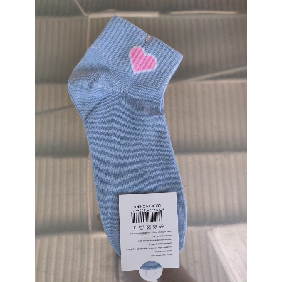 Vớ Cotton Màu Hoạ Tiết Trái Tim Thoáng Khí Thời Trang Cho Nữ