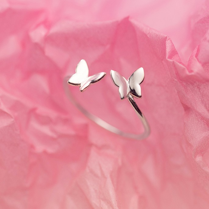 Nhẫn nữ nhẫn bạc s925 hình đôi bướm buterfly Cá jewelry NB146