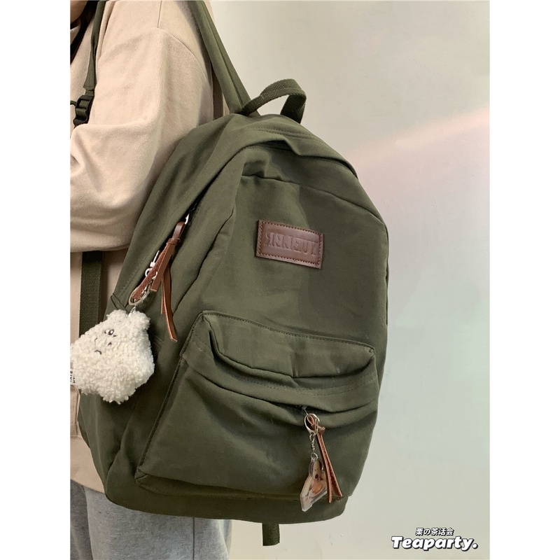 Balo đi học trơn basic nữ vải canvas đẹp giá rẻ thời trang ullzang hàn quốc B377