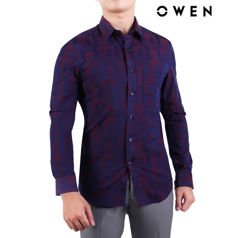Áo sơ mi dài tay nam Owen Tím họa tiết - AS91311D