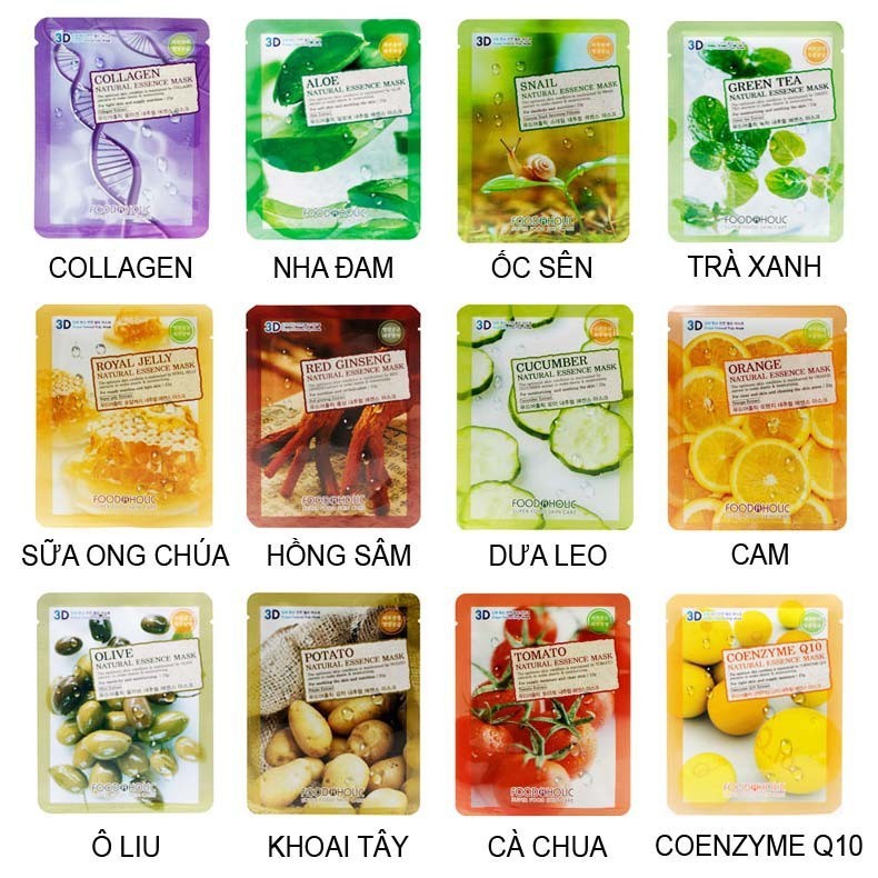 Bộ 10 gói mặt nạ 3D Dưa Chuột Cucumber Natural Essence Mask Foodaholic