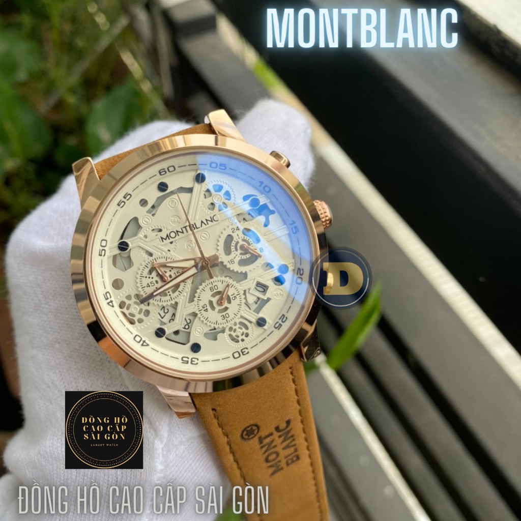 Đồng Hồ Nam Montblan Chronograph , Dây Da Màu Nâu , Size 44mm