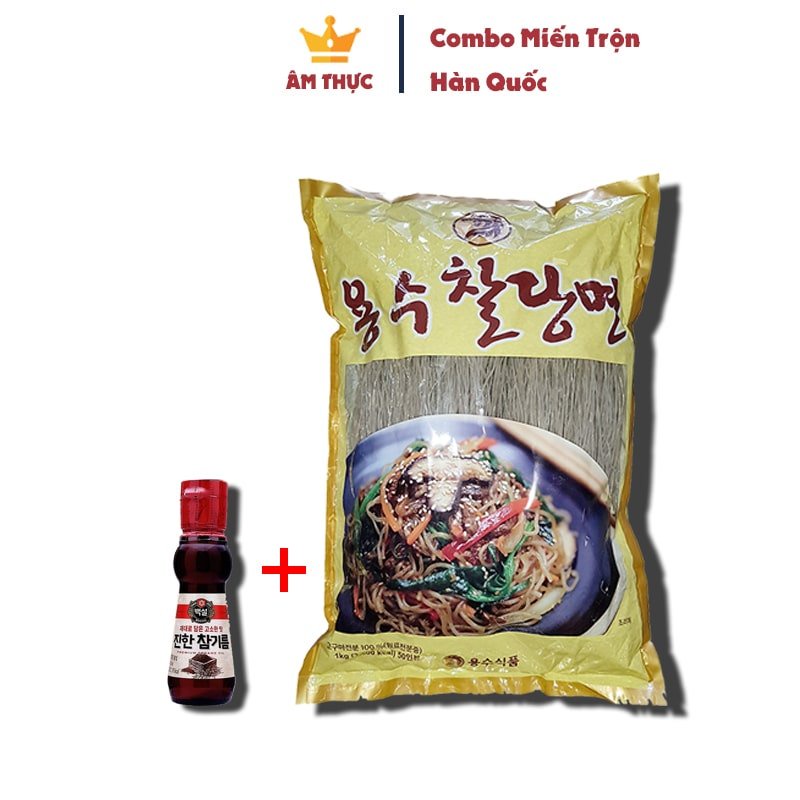 Combo Miến Trộn 1 Kg Miến Khoai Lang Hàn Quốc GOOD DANGMYUN + 110ML Dầu Mè Hàn Quốc