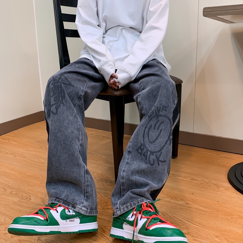 Quần jean ống rộng phong cách hip hop Hàn Quốc cho nam