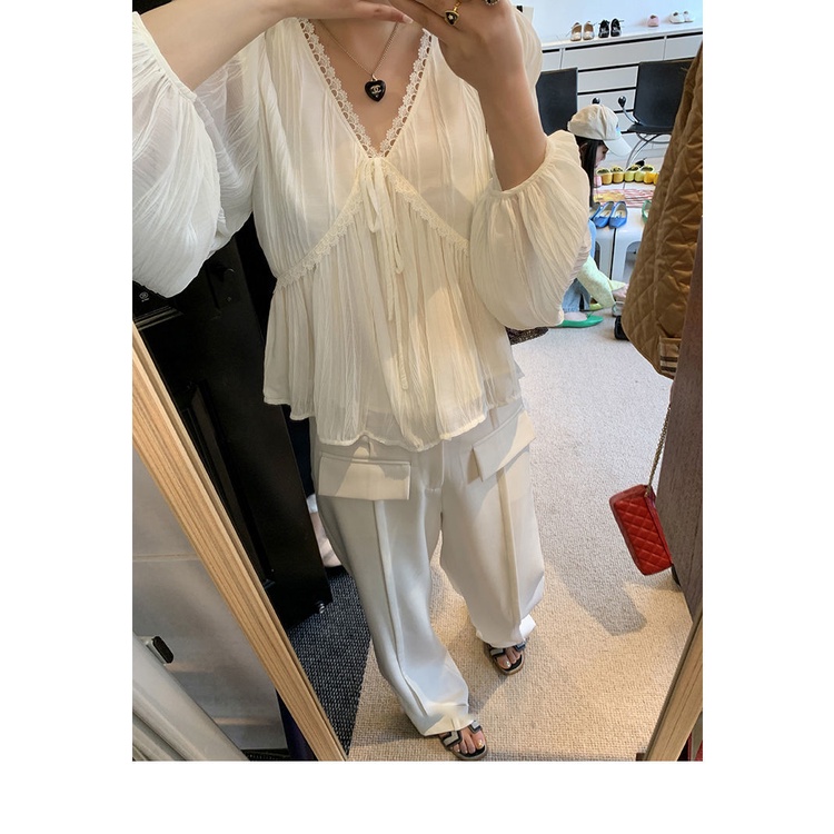 Áo Nữ Tay Dài Cổ Chữ V Thời Trang Hàn Quốc