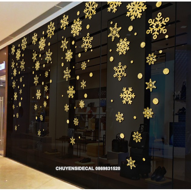 Decal trang trí tường Noel - Hoa Tuyết Nhũ Kim Tuyến