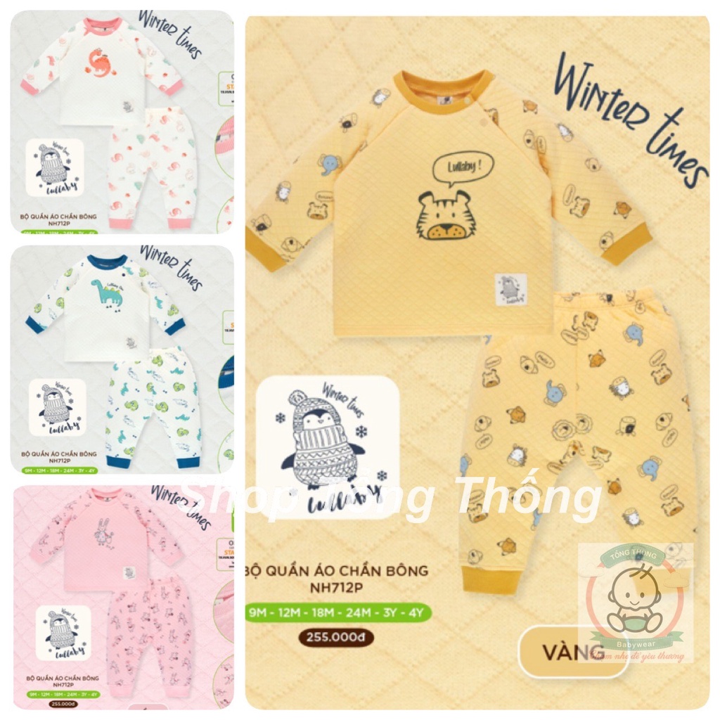 Bộ Lullaby Cotton dài tay cài vai in vườn thú nhỏ cao cấp mềm mịn thấm hút tốt cho bé trai bé gái NH712P