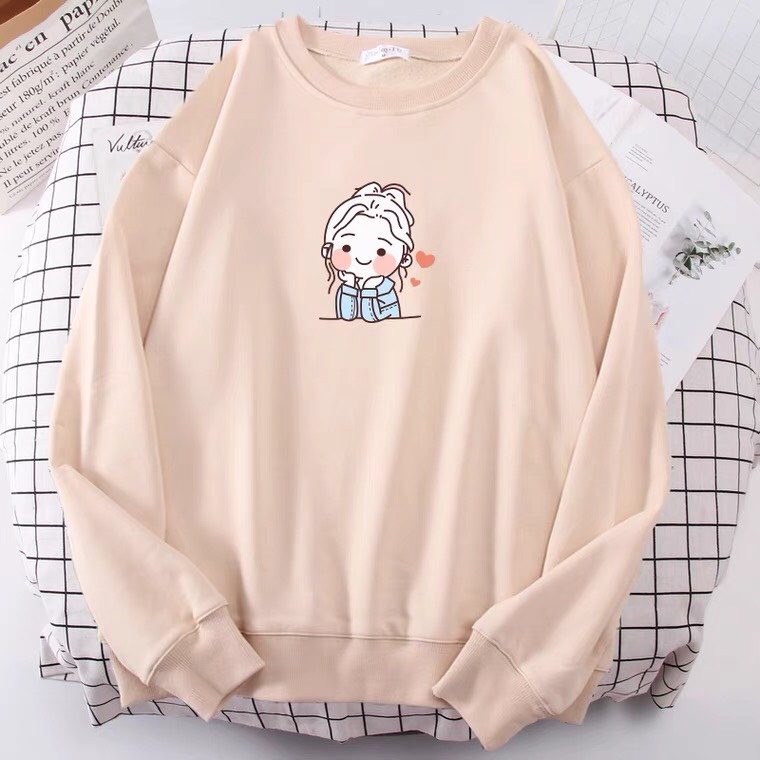 Áo Nỉ Cô gái búi tóc, Áo nỉ Unisex from rộng, Chất nỉ ấm mặc không xù, thiết kế phong cách - MODY