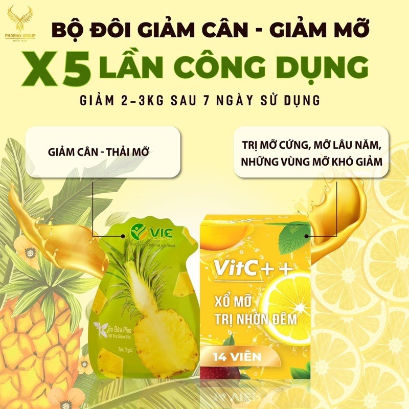 Kẹo dứa Plus 7 vị - Xổ mỡ hỗ trợ giảm cân gói 7 viên