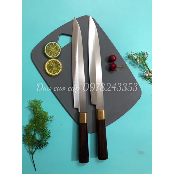 Dao chuyên dụng sashimi thái lát cá hồi - thép trắng trống gỉ sạch sẽ sắc bén