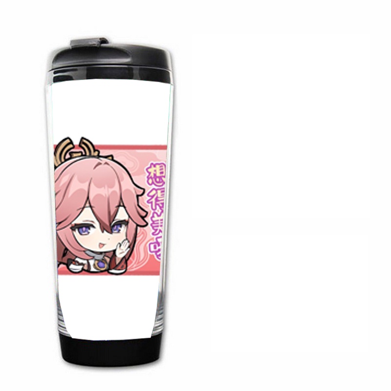 Bình nhựa đựng nước in hình GENSHIN IMPACT ver CHỮ NHẬT game chibi anime tiện lợi lưu niệm