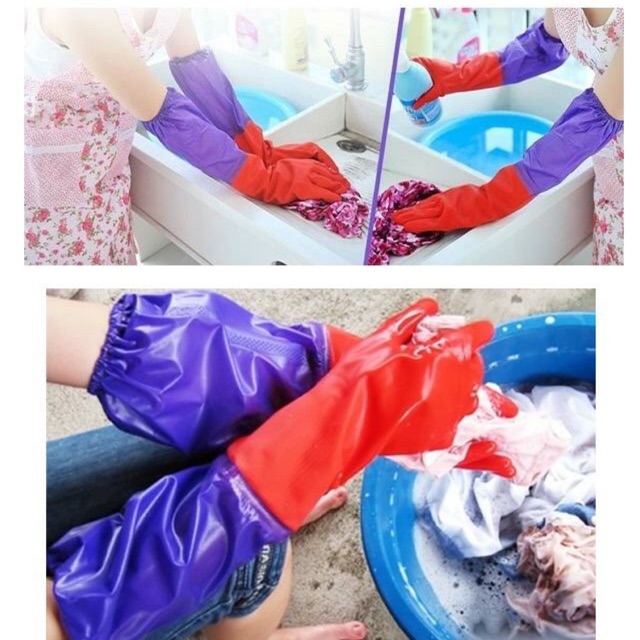 Găng tay cao su lót nỉ - Găng tay rửa bát lót nỉ