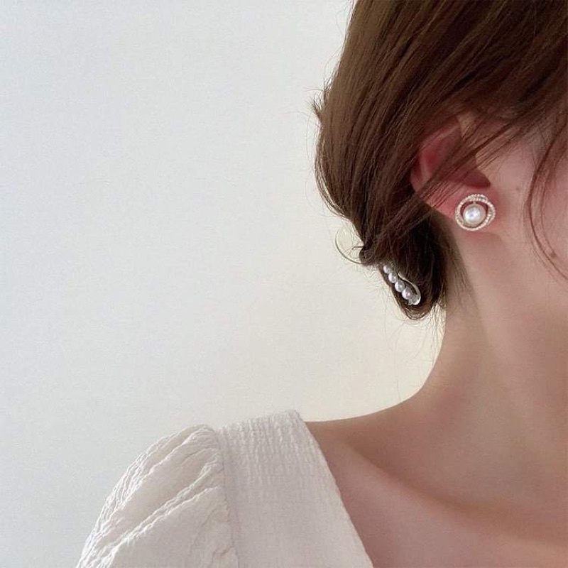 Bông tai vintage xi mạ chuôi mạ đính đá ngọc trai nhân tạo cô dâu dự tiệc