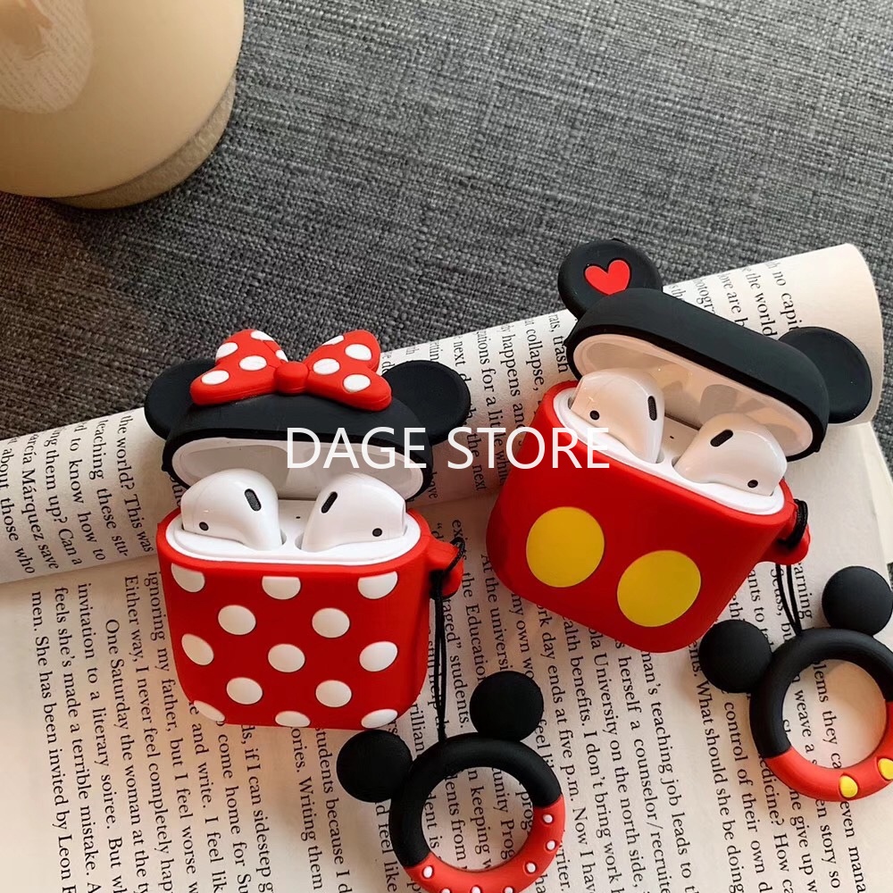 Vỏ Bảo Vệ Hộp Sạc Tai Nghe Bluetooth Không Dây AirPods 1 2 / Pro Họa Tiết Hoạt Hình Dễ Thương Kèm Dây Đeo Tiện