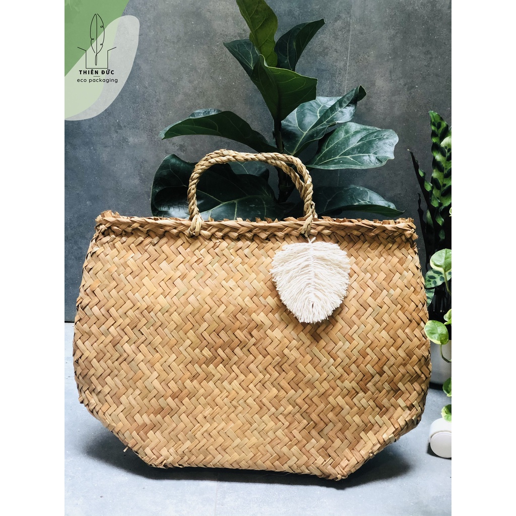 GIỎ ĐỆM/ LÀN ĐI CHỢ/ TÚI CÓI THỦ CÔNG BẢO VỆ MÔI TRƯỜNG – 30X40 CM, đáy vát – Giảm thiểu sử dụng túi ni long khi đi chợ