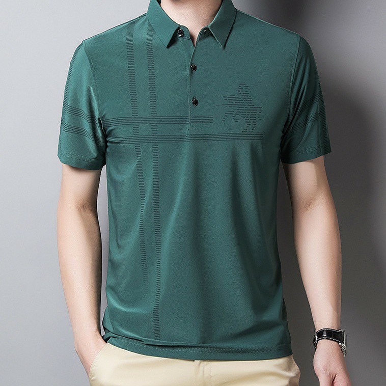 [HOT TREN 2021] Áo Polo Nam Họa Tiết Ngựa Đấu - Không Nhăn - Xanh
