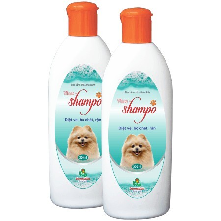 Sữa tắm diệt ve, bọ chét chó mèo Vime Shampo 300ml + tẩy giun 1 vỉ 10 viên